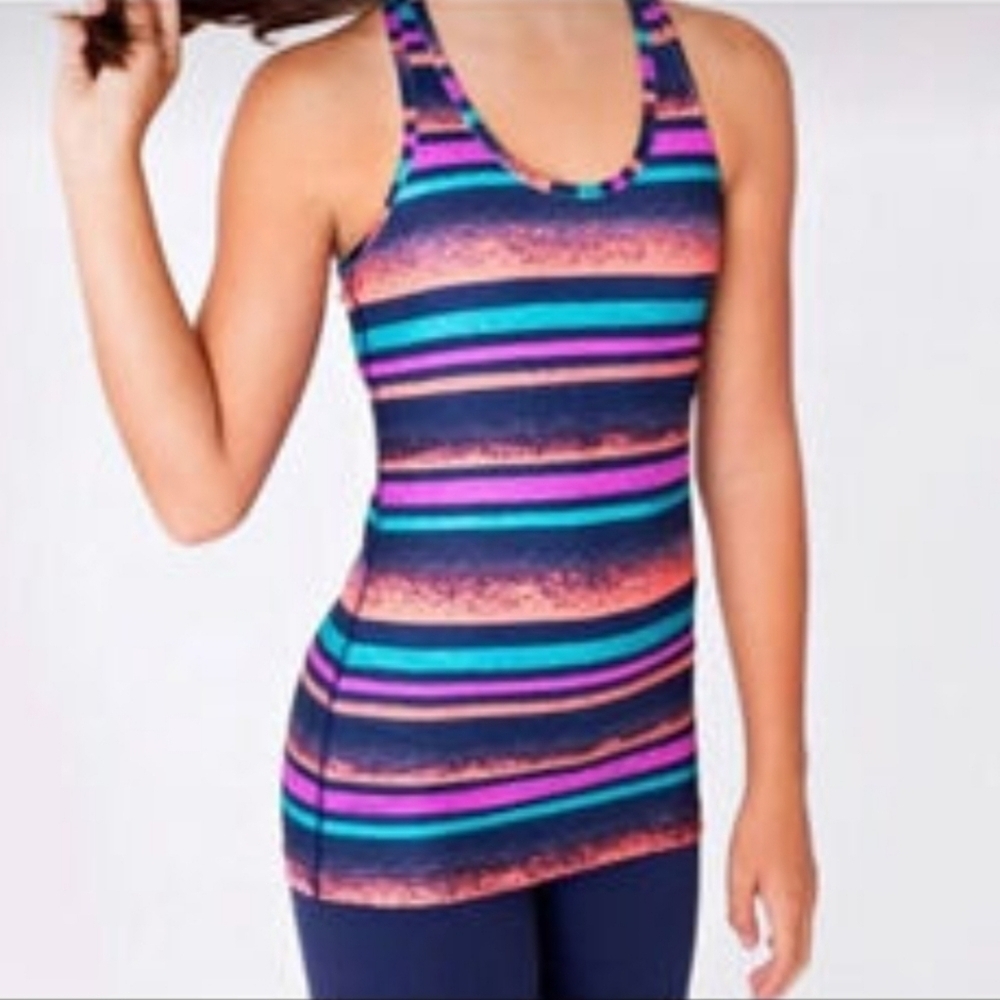 Ivivva By Luluemon Girls Yoga Gym Sport Striped Racerback Tank Size 7